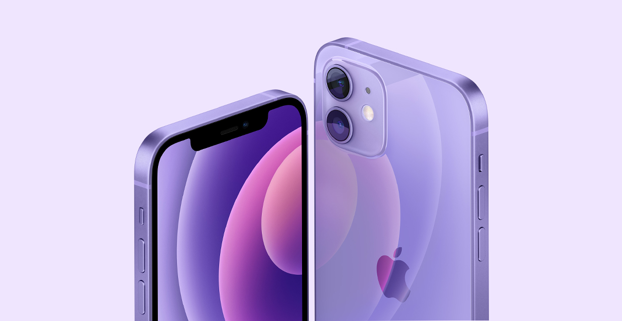 iPhone 12 и iPhone 12 mini в фиолетовом цвете